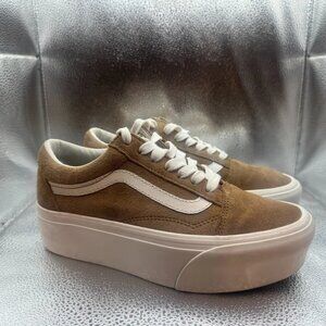 Size 5.5M/7W Vans Off The‎ Wall Brown Unisex Old Skool Skate Suede Sneakers
